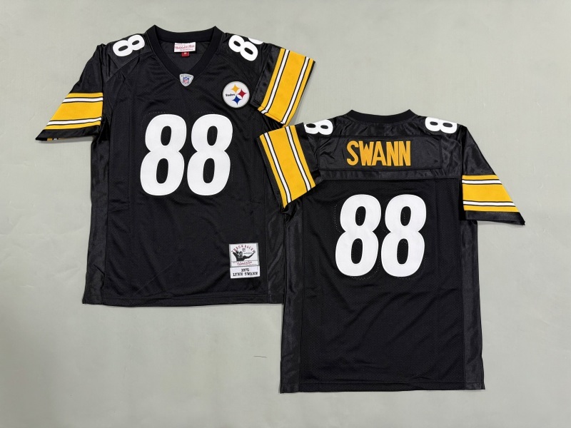 Men 2025 Pittsburgh Steelers #88 Swann black Throwback Limited NFL Jersey style 003